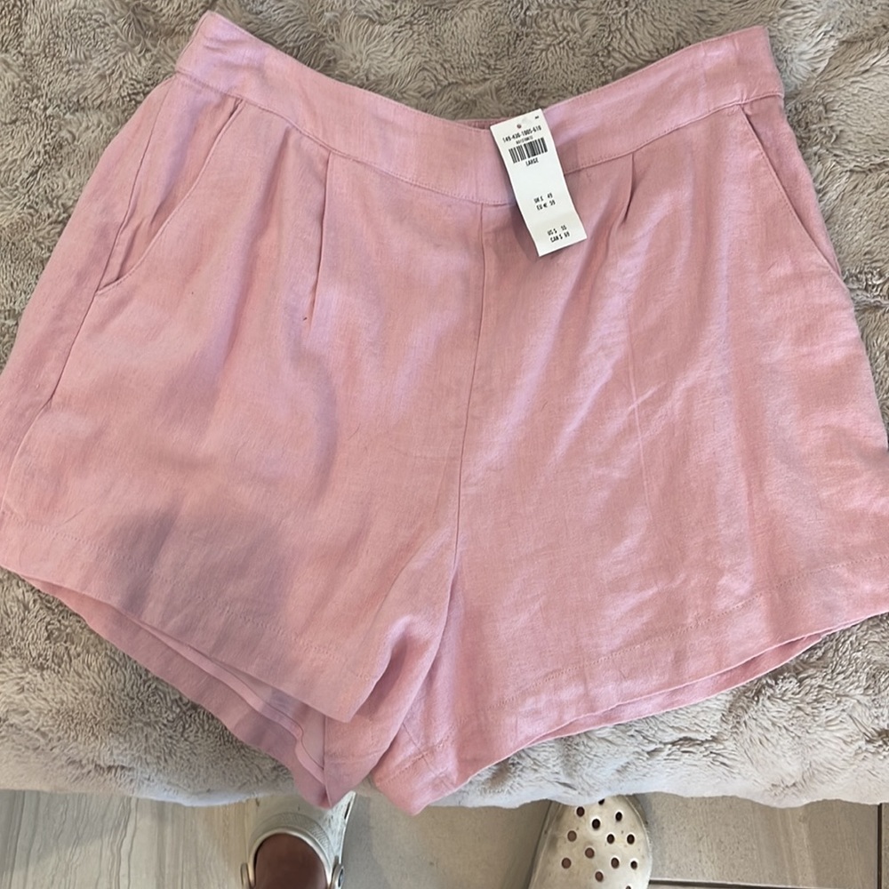 ABERCROMBIE & FITCH Linen Blend pink Comfy Summer Shorts L